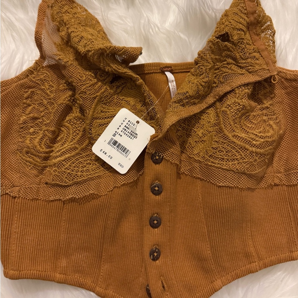 NWT Free People Have My Heart Tank Top - Small - Brown Spice